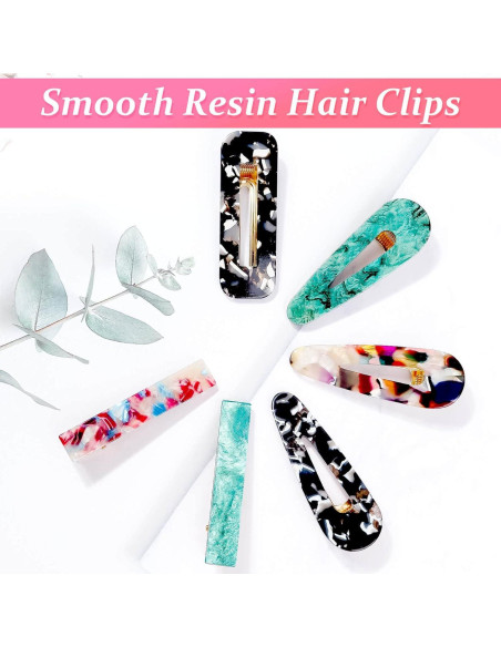 30 Pinzas de Resina Acrílica Cridoz para Cabello con Clips de Perlas