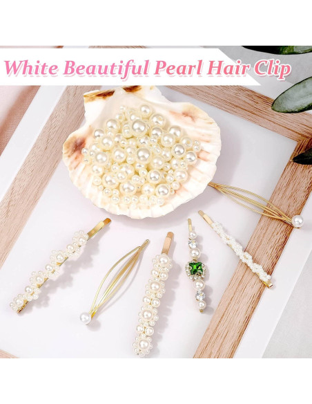 30 Pinzas de Resina Acrílica Cridoz para Cabello con Clips de Perlas