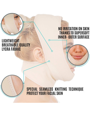 Prenda de Compresión Facial INVERA para Recuperación Postquirúrgica