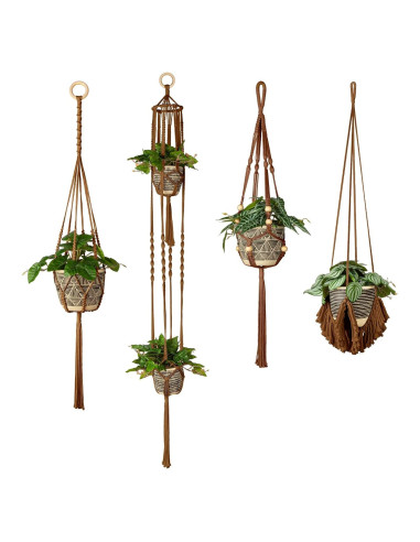 Colgador de Macramé ANROYE para Plantas - Set de 4 - Bohemio