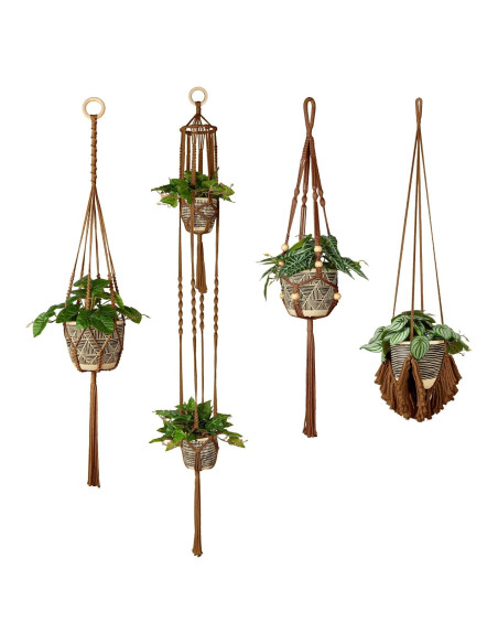 Colgador de Macramé ANROYE para Plantas - Set de 4 - Bohemio
