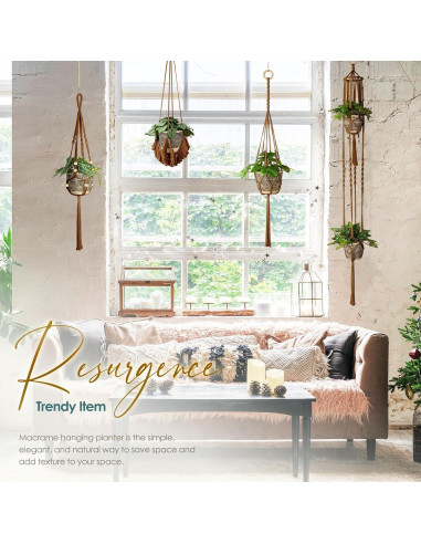 Colgador de Macramé ANROYE para Plantas - Set de 4 - Bohemio