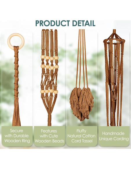 Colgador de Macramé ANROYE para Plantas - Set de 4 - Bohemio