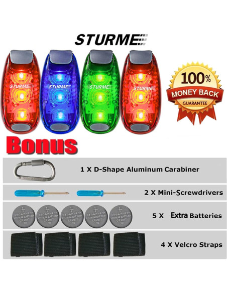Luces de Seguridad LED STURME 4 Pack con Baterías y Clip