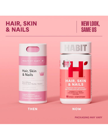 Suplemento Cabello Piel Uñas Habit 60 Cápsulas Vegano Biotina