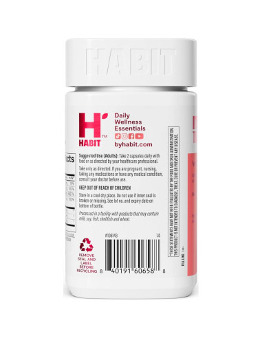 Suplemento Cabello Piel Uñas Habit 60 Cápsulas Vegano Biotina