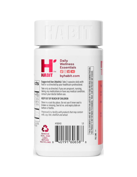 Suplemento Cabello Piel Uñas Habit 60 Cápsulas Vegano Biotina