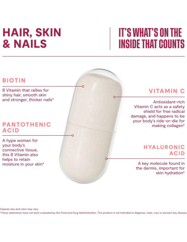 Suplemento Cabello Piel Uñas Habit 60 Cápsulas Vegano Biotina