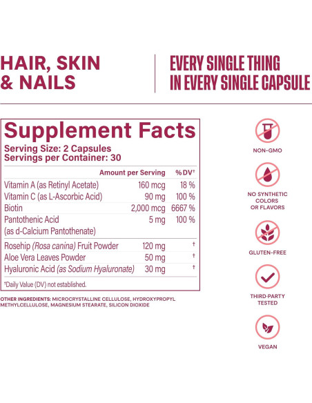 Suplemento Cabello Piel Uñas Habit 60 Cápsulas Vegano Biotina