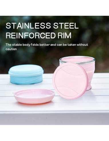 Taza de Viaje Plegable Silicona 173ml Azul zhuzhiloono