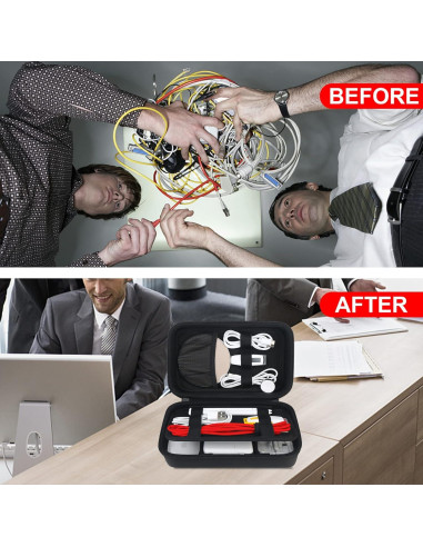 Organizador de Cables BOVKE V14m1 Negro - Estuche Duro 23.1x14.2cm