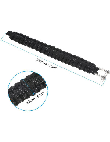 Pulsera de Paracord de Supervivencia PATIKIL Negra 23mm