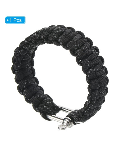 Pulsera de Paracord de Supervivencia PATIKIL Negra 23mm