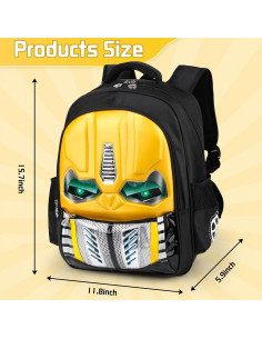 Mochila Escolar Niños Amarilla - Caricatura Luminosa con Estuche 2