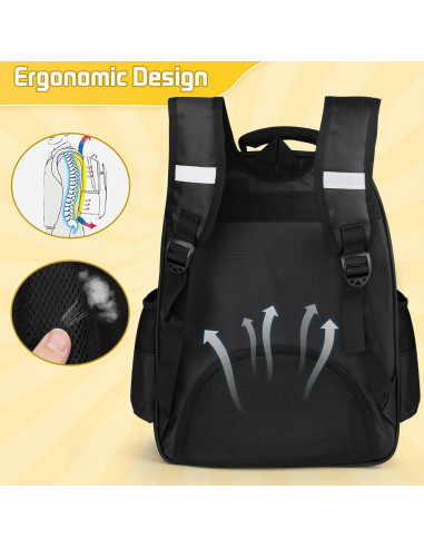 Mochila Escolar Niños Amarilla - Caricatura Luminosa con Estuche