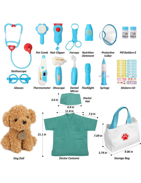Kit de Doctor Liberry para Niños 28 Piezas Juguete Médico Azul