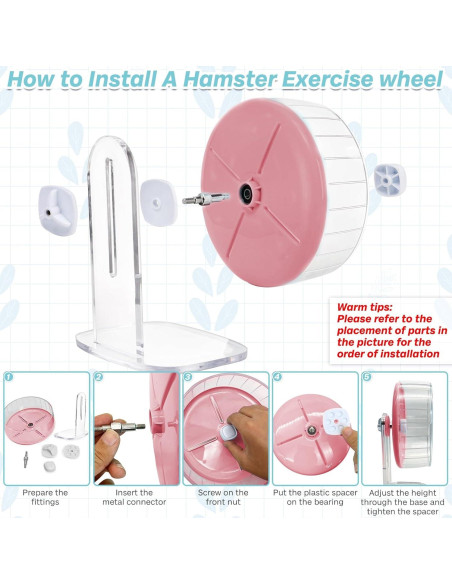 Rueda de Ejercicio para Hámster Kathson 20 cm Silenciosa Rosa