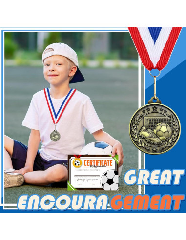 12 Medallas de Fútbol Loetere con Certificados y Cintas