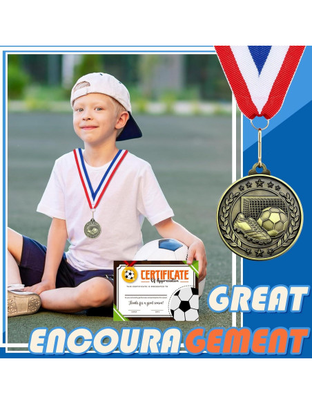 12 Medallas de Fútbol Loetere con Certificados y Cintas