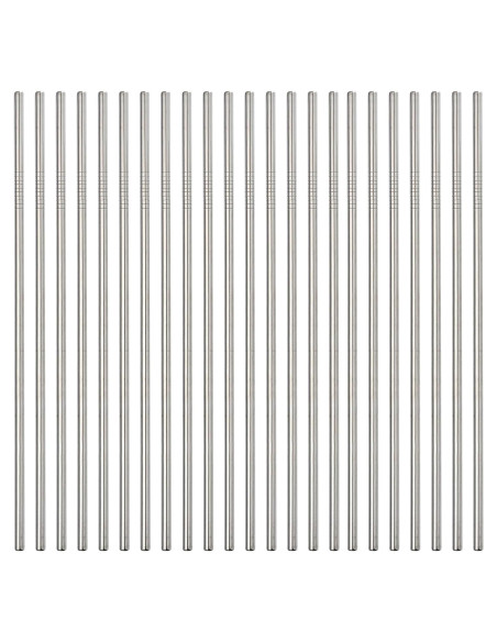 Popotes Metálicos Reutilizables NiceCaTeLe 24pcs 26.7cm Plateado