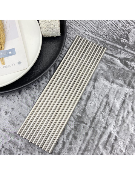 Popotes Metálicos Reutilizables NiceCaTeLe 24pcs 26.7cm Plateado