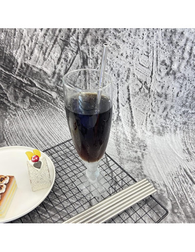 Popotes Metálicos Reutilizables NiceCaTeLe 24pcs 26.7cm Plateado