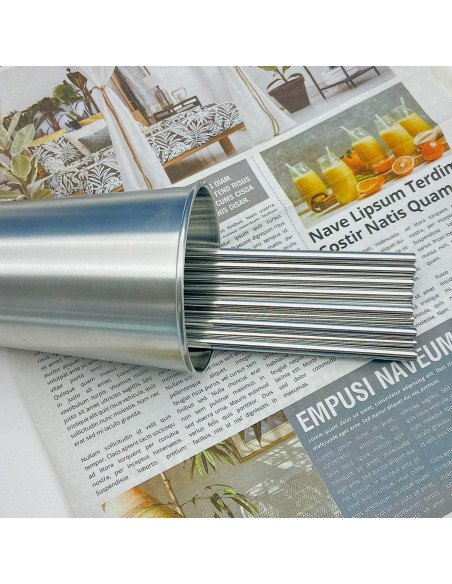 Popotes Metálicos Reutilizables NiceCaTeLe 24pcs 26.7cm Plateado