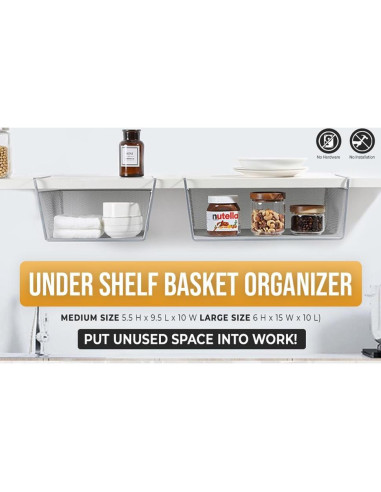 Canasta Bajo Estante YBM Home Acero Inoxidable 24x25x14 cm