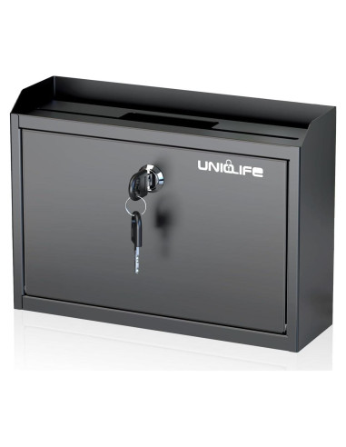 Buzón de Pared Uniclife BG3573-BK con Cerradura y Ranuras