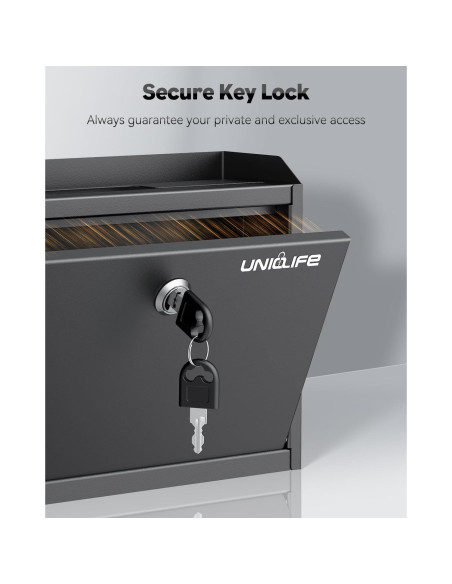 Buzón de Pared Uniclife BG3573-BK con Cerradura y Ranuras