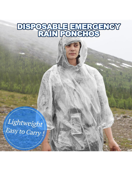 108 Ponchos de Lluvia Desechables Ayearparty Transparentes