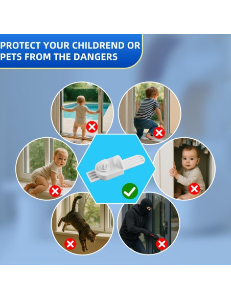 Cerradura Deslizante Ajustable PUGED para Puerta y Ventana Blanca