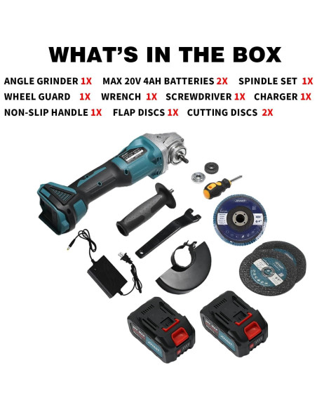 Molinete de Ángulo Inalámbrico JOVANT 20V 8500RPM 4" y 4-1/2"