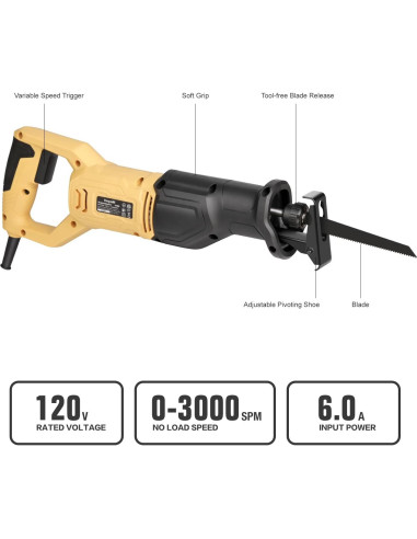 Sierra Recíproca Eléctrica Inequalit 6A 3000SPM 11.4cm