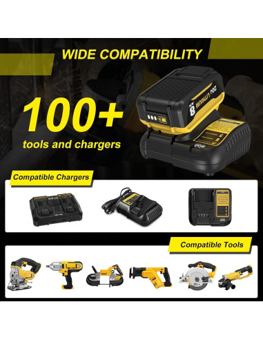 Batería de Reemplazo Dewalt 20V 6000mAh Amarillo DCB206