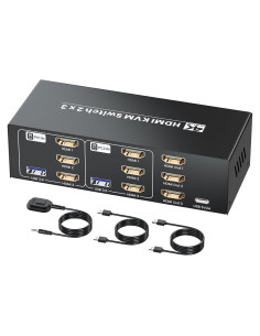 Conmutador KVM HDMI 4K 2 Computadoras 3 Monitores Seiryruc