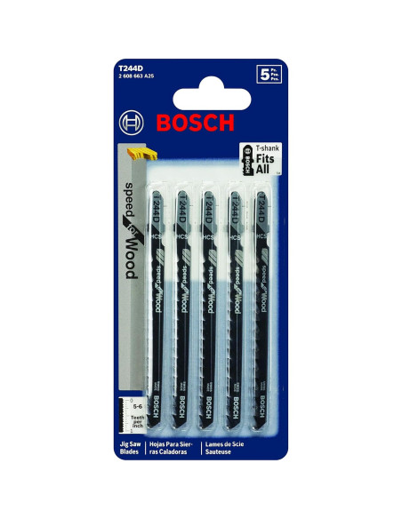 Sierras de Calar T-Shank Bosch T244D 5 Piezas 4" 6 TPI