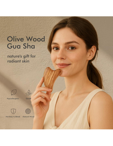 Gua Sha Facial CHOSIN de Madera de Olivo - Masaje Antienvejecimiento