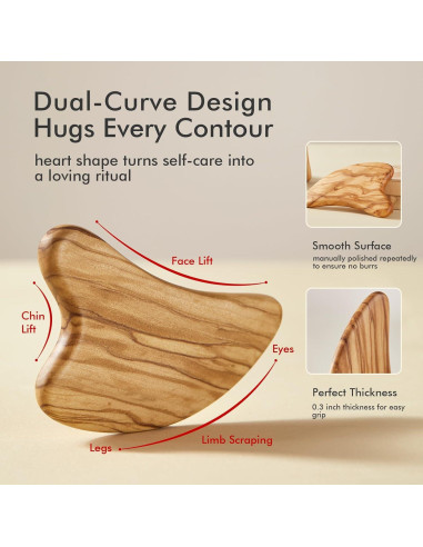 Gua Sha Facial CHOSIN de Madera de Olivo - Masaje Antienvejecimiento