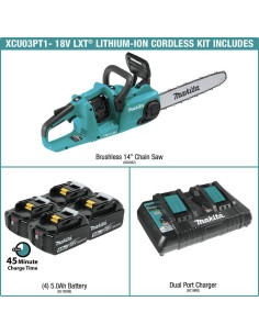 Motosierra Inalámbrica Makita XCU03PT1 36V 14" Kit con 4 Baterías 2