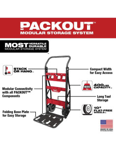 Carro de Mano Milwaukee PACKOUT 2 Ruedas 55.88x30.48x119.38cm 2