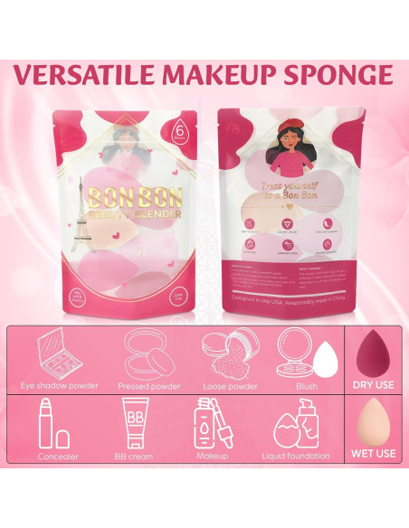 Set de 6 Esponjas de Maquillaje Nameless Niche - Veganas y Suaves