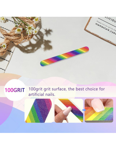 12 Limadoras de Uñas Doble Cara LNAUJS 100/180 Grit Coloridas