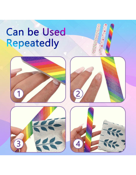 12 Limadoras de Uñas Doble Cara LNAUJS 100/180 Grit Coloridas