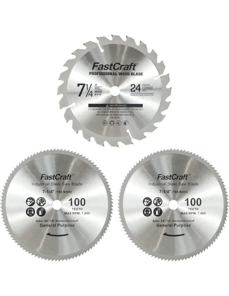 Sierra Circular Eléctrica FastCraft 13A 5800 RPM + 3 Cuchillas