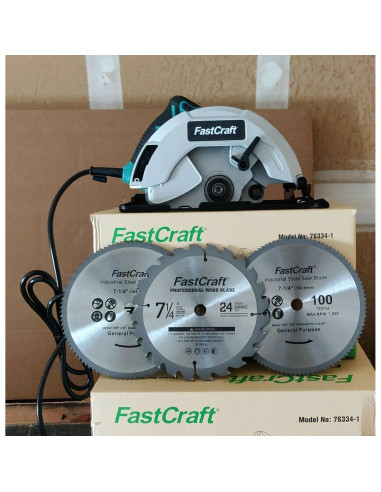Sierra Circular Eléctrica FastCraft 13A 5800 RPM + 3 Cuchillas