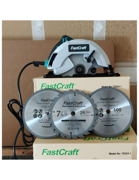 Sierra Circular Eléctrica FastCraft 13A 5800 RPM + 3 Cuchillas