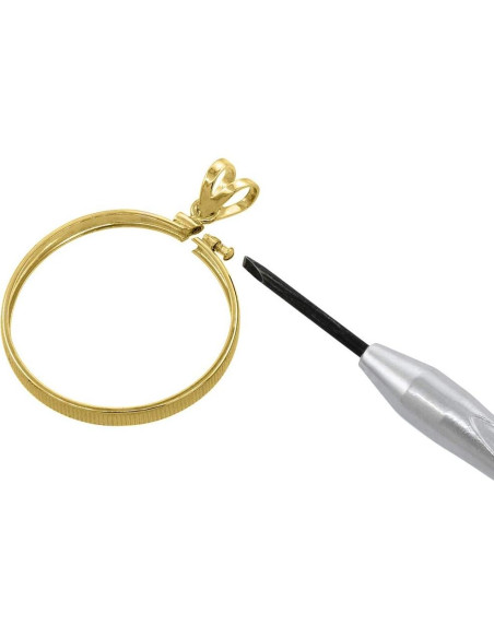 Bezel de Moneda de Plata Esterlina 925 y Oro Relleno 14k 19mm