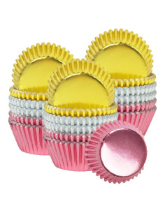 Forros para Cupcakes Qiqee 150pcs Mini Oro-Plata-Rosa