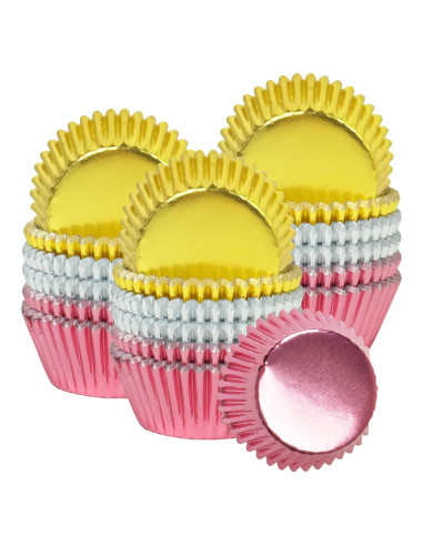 Forros para Cupcakes Qiqee 150pcs Mini Oro-Plata-Rosa